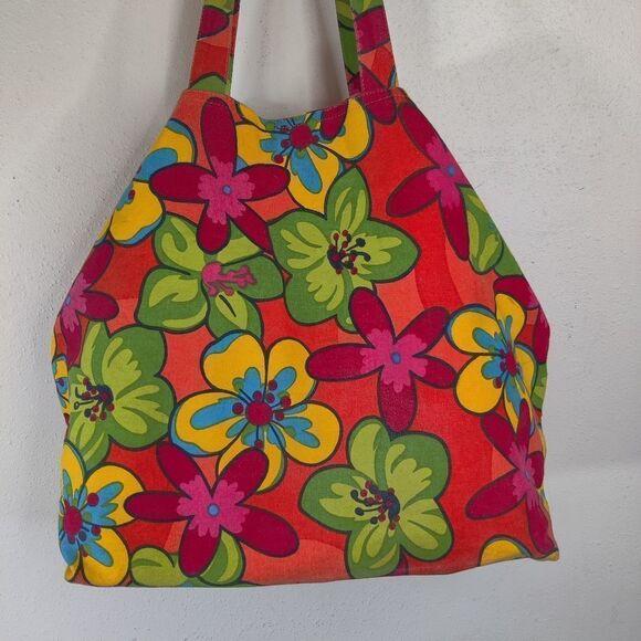 🔥Clearance Bundle 10 for $25  Canvas Tote Bag w/ Bright Tropical Floral Print - Picture 2 of 12